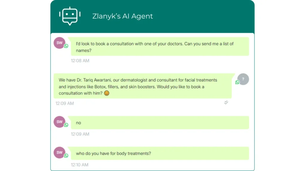 Zlanyk's AI Agent for Automated Appointment Booking System